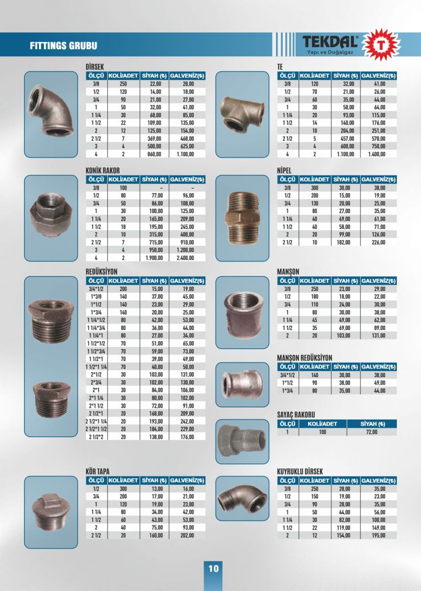 Tekdal Yapı ve Doğalgaz Fiyat Listesi