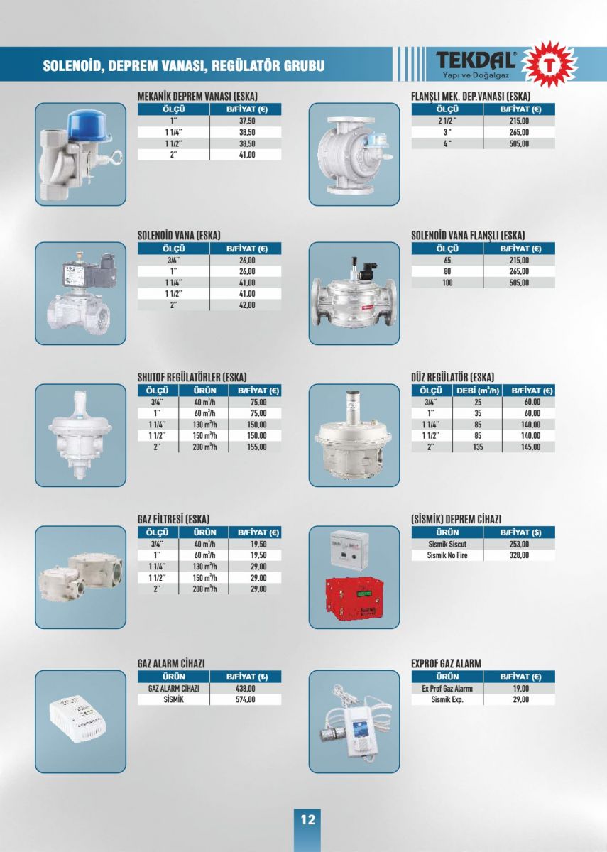 Tekdal Yapı ve Doğalgaz Fiyat Listesi