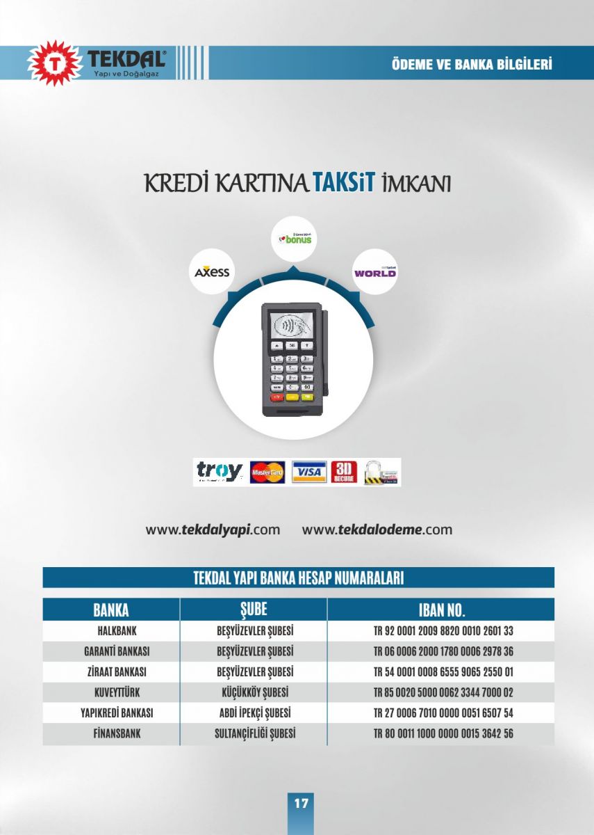 Tekdal Yapı ve Doğalgaz Fiyat Listesi