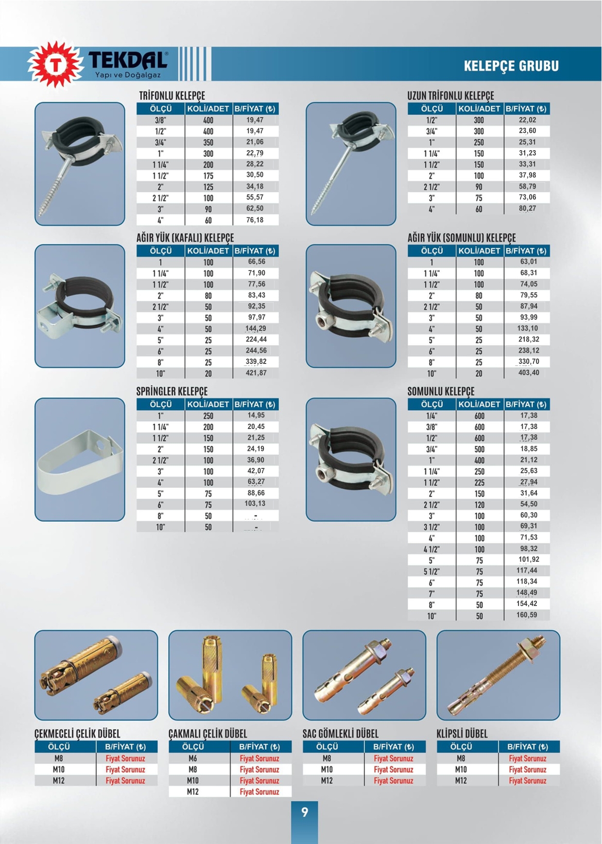 Tekdal Yapı ve Doğalgaz Fiyat Listesi