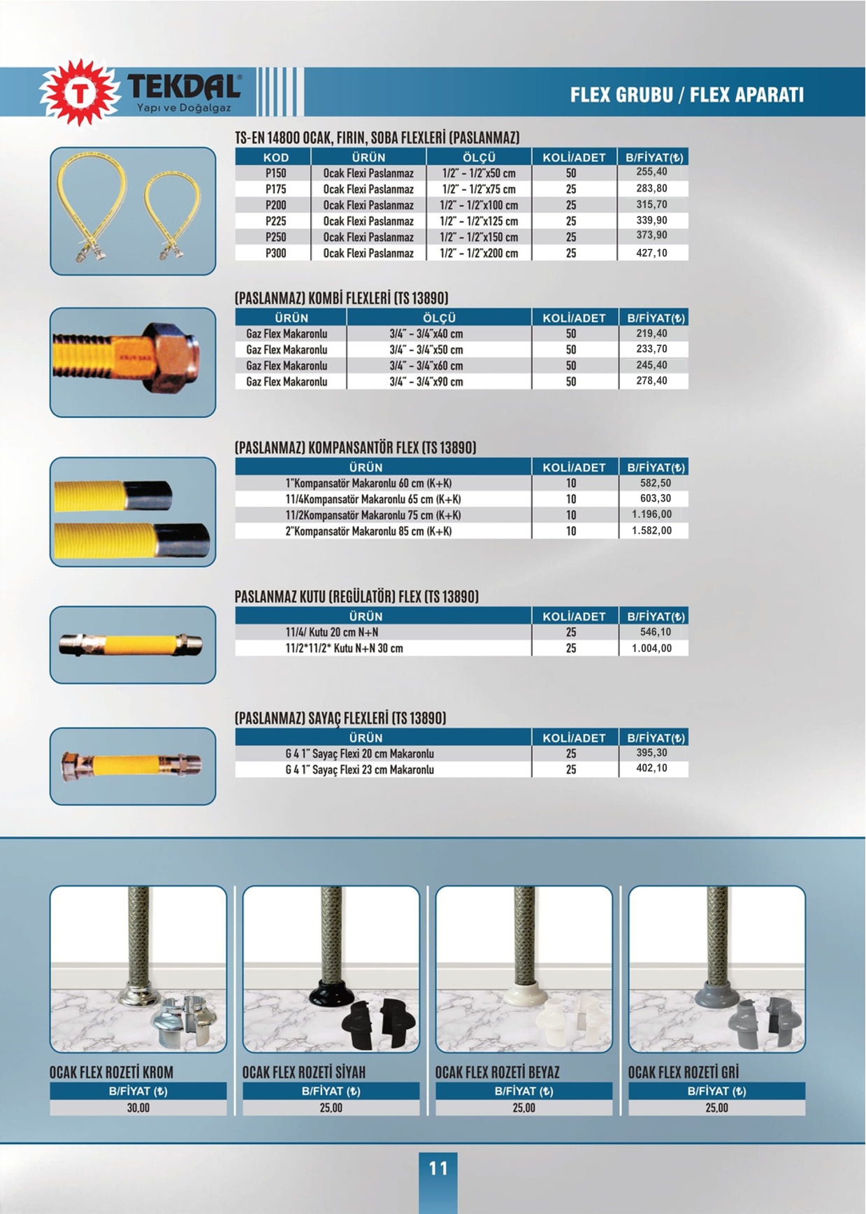 Tekdal Yapı ve Doğalgaz Fiyat Listesi