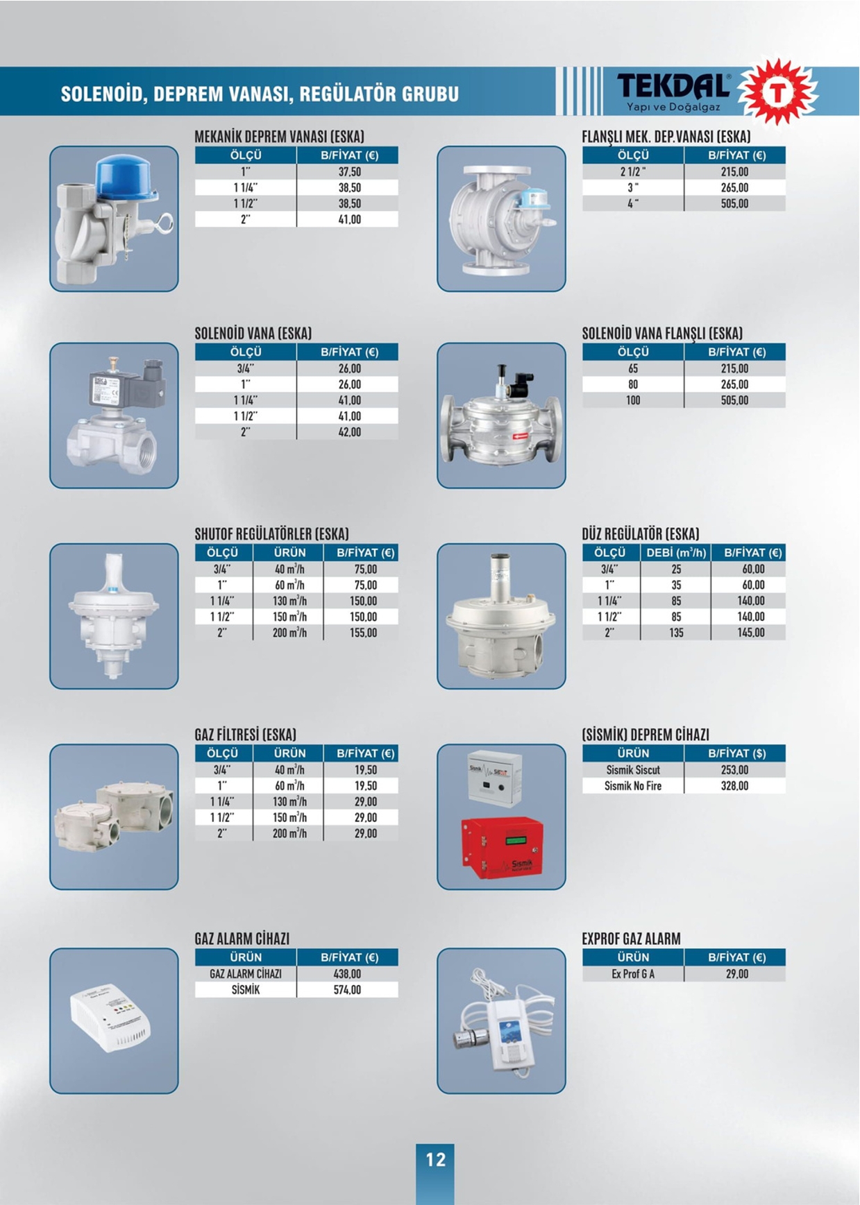 Tekdal Yapı ve Doğalgaz Fiyat Listesi
