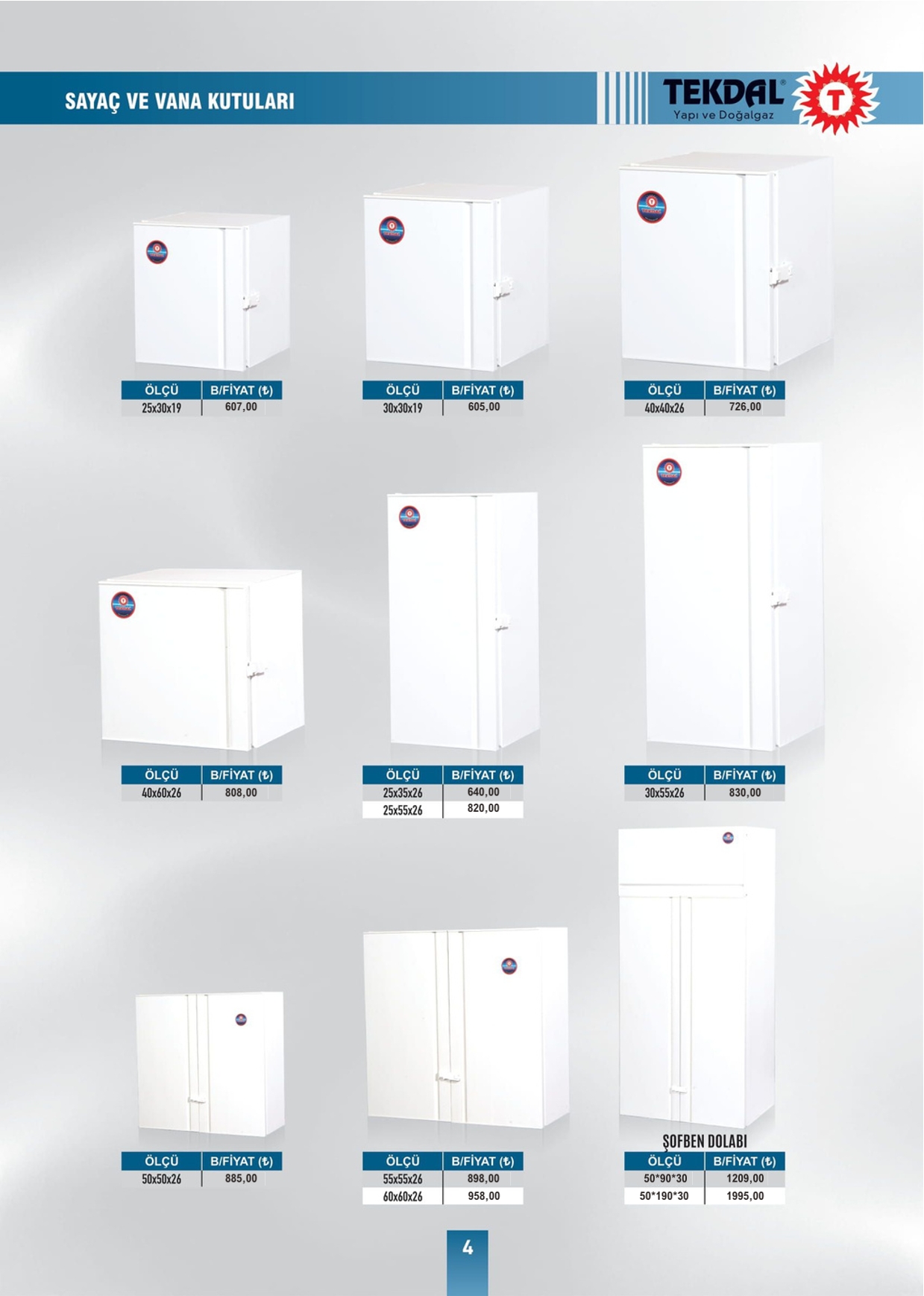 Tekdal Yapı ve Doğalgaz Fiyat Listesi